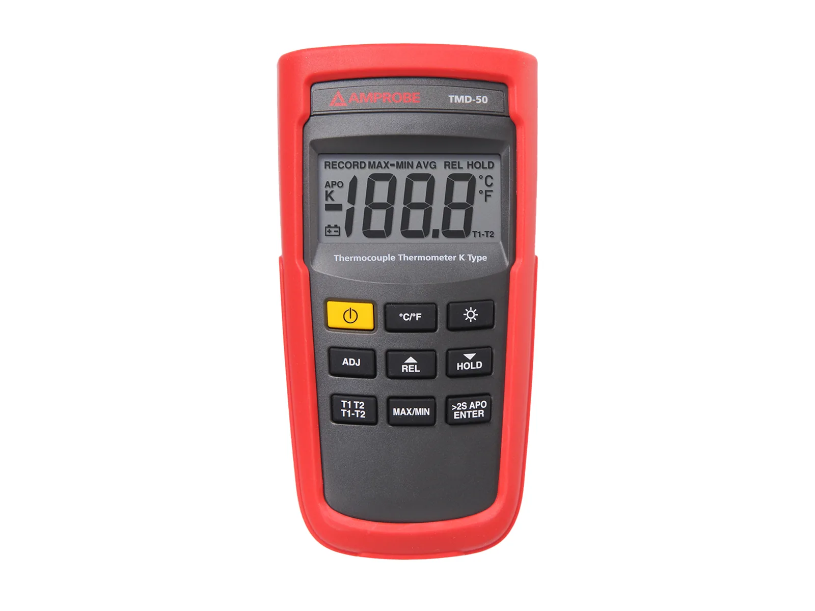 Amprobe TMD-50 Termómetro digital de 2 canales con entrada de termocupla K — Medición de Temperatura