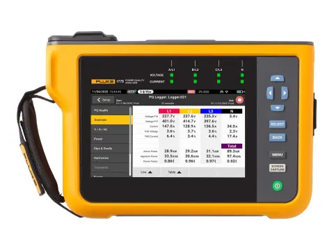 Fluke 1775 Analizador de calidad eléctrica trifásico — Comprobación Eléctrica