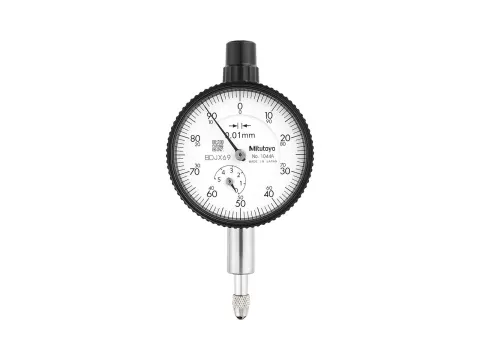 Mitutoyo 1044A Reloj comparador analógico, alcance 5 mm, graduación 0,01 mm, con tapa trasera con oreja — Metrología Mitutoyo